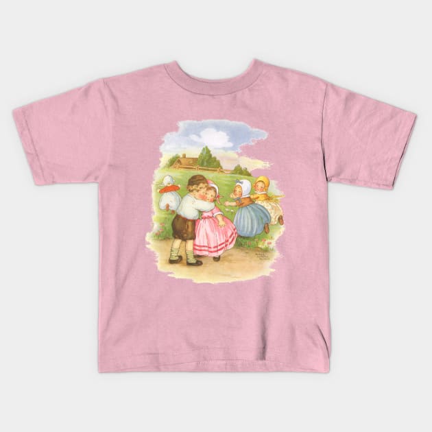 Vintage Georgie Porgie, Puddin' and Pie Nursery Rhyme Kids T-Shirt by MasterpieceCafe